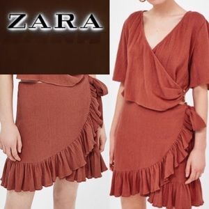 ZARA •  Faboulous • Ruffle Skirt Wrap with Tie